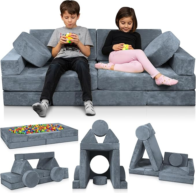 Lunix LX15 14pcs Modular Kids Play Couch, Child Sectional Sofa, Fortplay Bedroom and Playroom Fur... | Amazon (US)