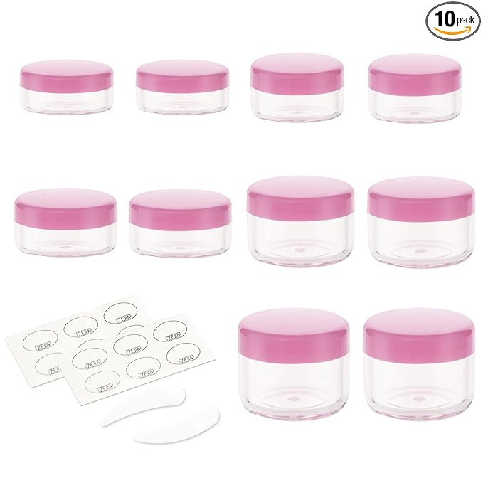10pcs Small Travel Containers, Pink Sample Containers with Screw Lids, 5 Size 3/5/10/15/20 Gram S... | Amazon (US)