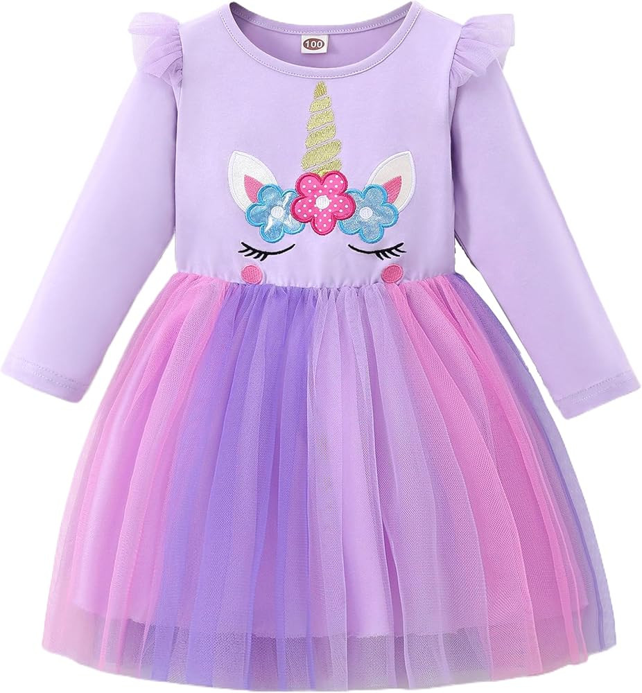 Girls Tutu Dresses Toddler Winter Long Sleeve Party Tulle Dresses for 18M-7T | Amazon (US)