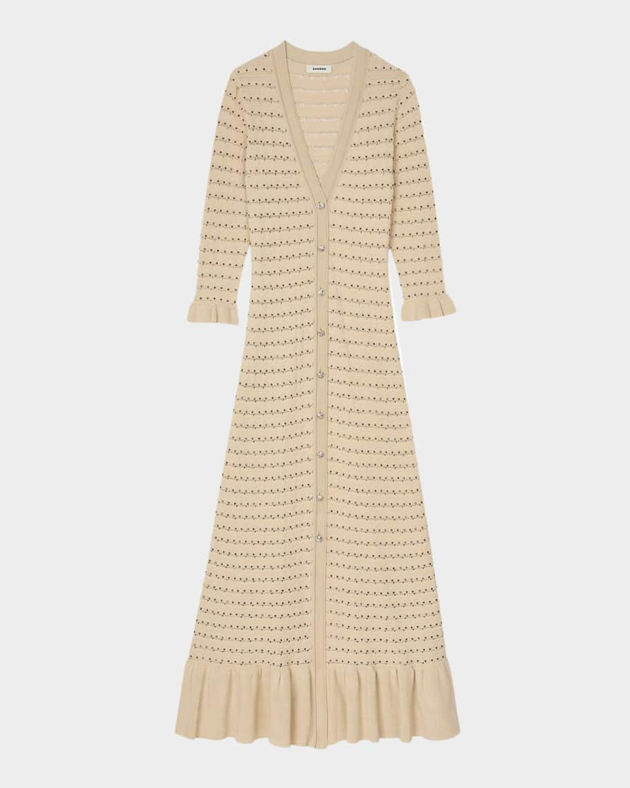 Sandro Charmante Knit Button-Front Midi Dress | Neiman Marcus
