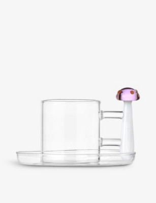 The Alice Collection mushroom-top borosilicate glass coffee cup and saucer set | Selfridges