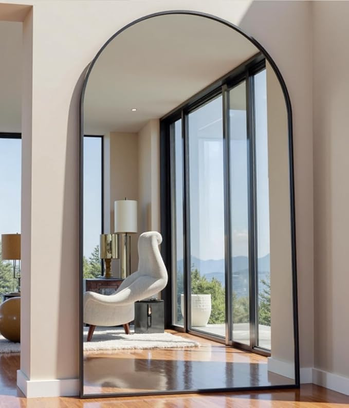 OGCAU Arched Full Length Mirror 76"x34" Large Floor Full Body Mirror, Black | Amazon (US)