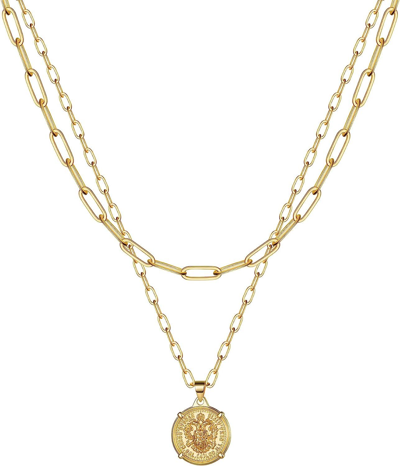 Turandoss Dainty Gold Choker Necklaces for Women - 14K Gold Plated Handmade Pearl Cross Star Butt... | Amazon (US)