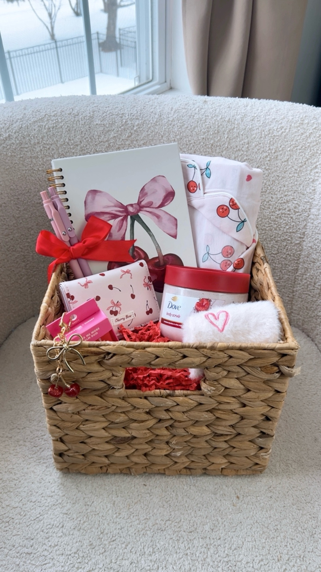 Tween Love Basket🍒🎀
A cute Valentine’s Day gift basket.
#lovebasket #giftforher #cherry #cherries #elf #vday 

#LTKValentine #LTKselfcare #LTKBeauty