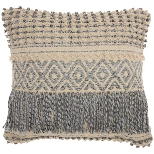20"x20" Oversize Boho Fringe Square Throw Pillow Blue - Mina Victory | Target