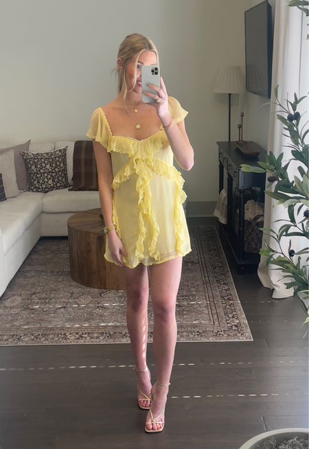 Easter Dress Finds- love all the detail on this yellow mini
Runs small so size up! I ordered a size medium. 
Spring mini dress/ easter dress/ spring wedding guest/ resort outfit/ beach dinner outfit/ yellow mini dress/ affordable fashion finds/ spring fashion trends/ spring outfit/ date night outfit/ 

#LTKSeasonal #LTKGala #LTKstyletip