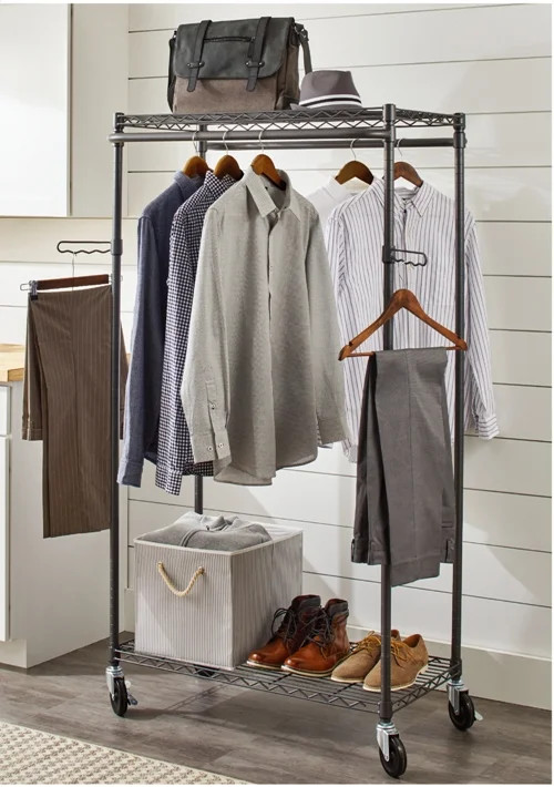 Better Homes & Gardens Double Hanging Garment Rack, 38.2in Wx 23.6in Dx 66.1in H, Gunmetal Finish... | Walmart (US)