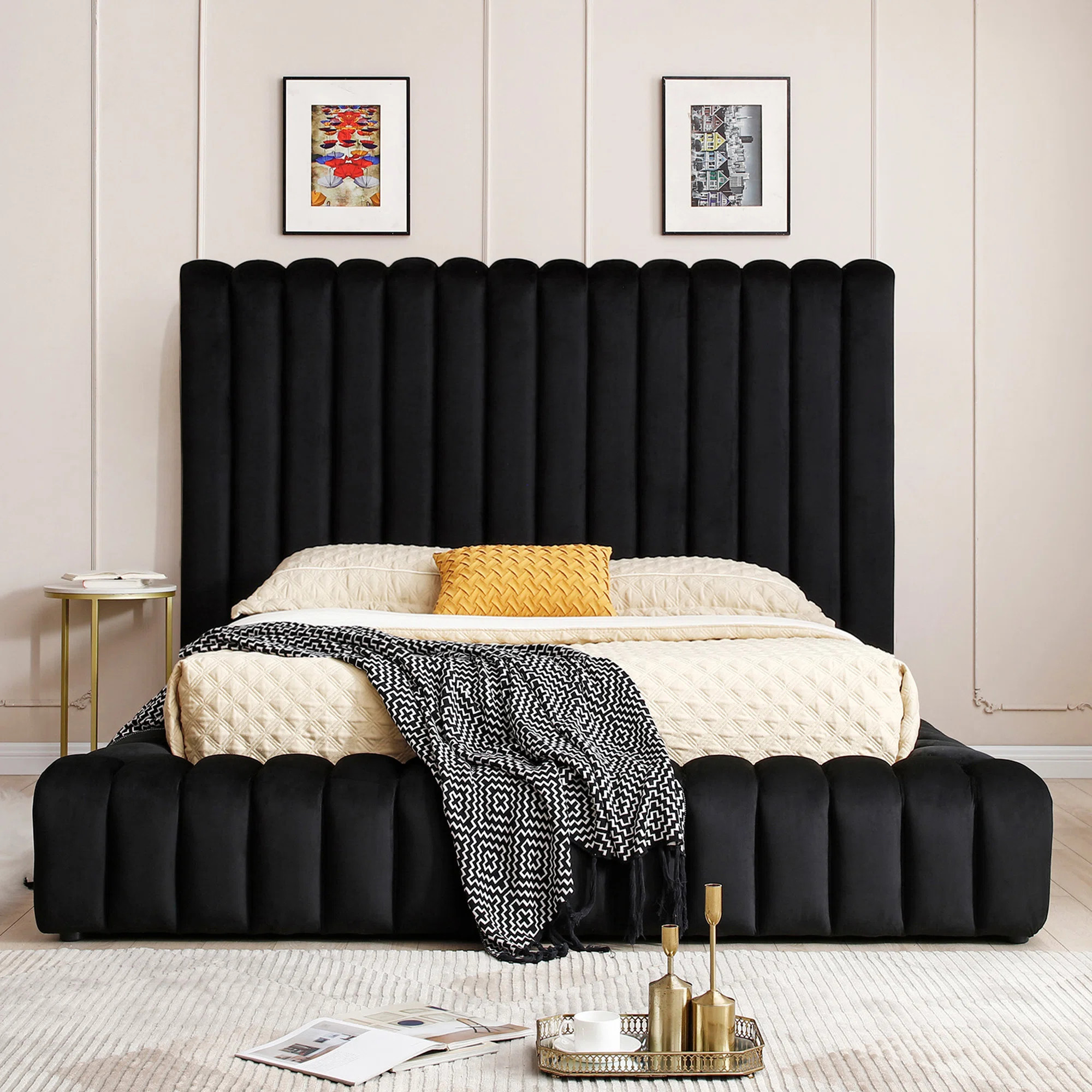 Kaydence Velvet Platform Bed | Wayfair North America