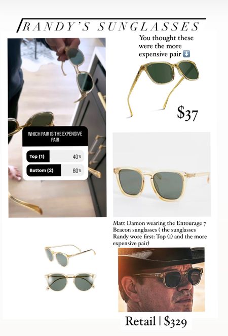 Randy’s save sunglasses plus similar ones. His splurge sunglasses are Entourage of 7 Beacon sunglasses 😎 I linked several with a similar look. 

#LTKunder50 #LTKmens #LTKstyletip