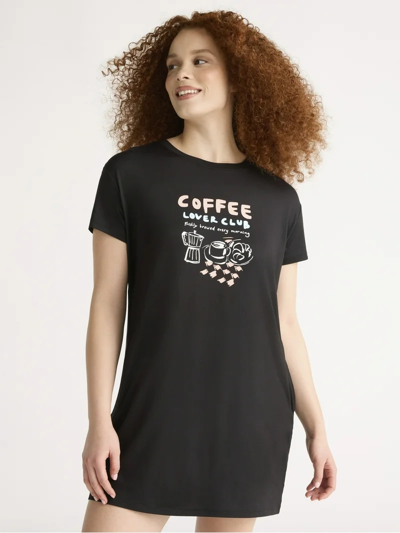 Joyspun Women's Dreamy Soft Collection Sleepshirt with Short Sleeves, Sizes S/M-2X/3X - Walmart.c... | Walmart (US)