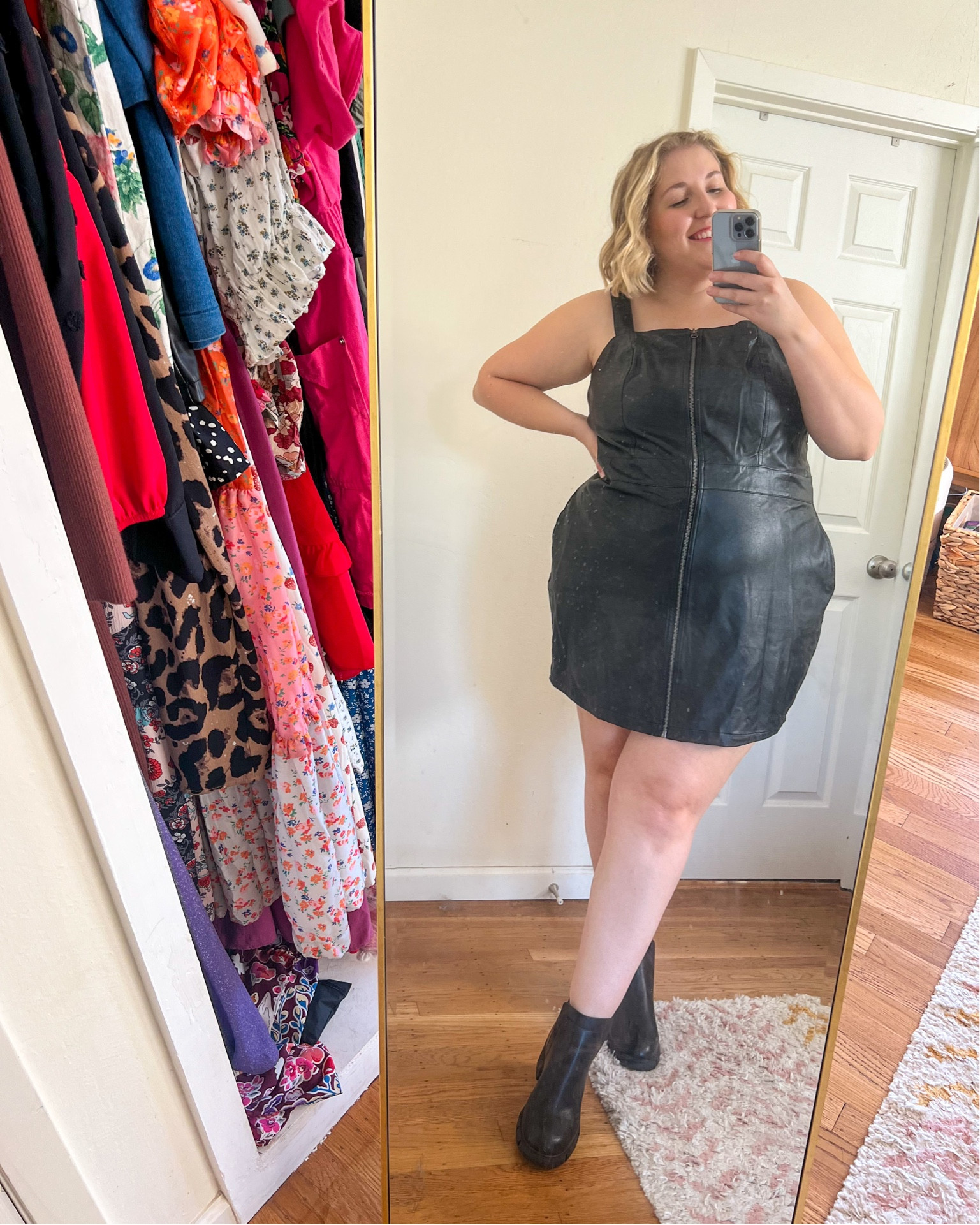 This little black leather dress is SO cute for fall even in those warmer areas! Stretchy and comfy too! Wearing XXL! 

#LTKSeasonal #LTKstyletip #LTKsalealert