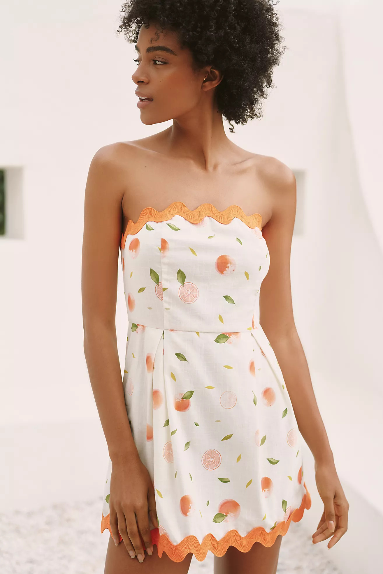 Flat White Circus Ric Rac Strapless A-Line Mini Dress | Anthropologie (US)