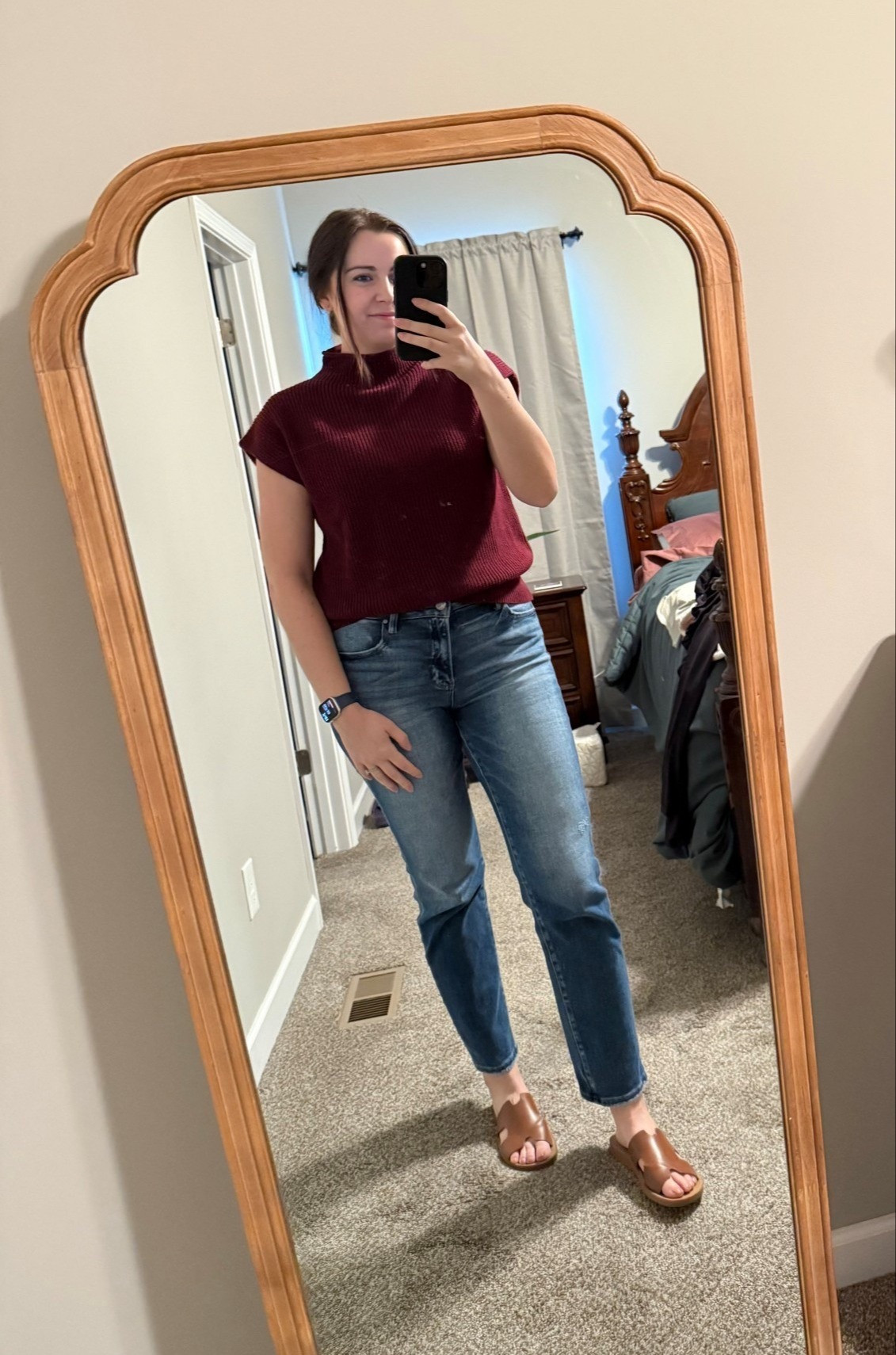 Ootd, fall transition outfit, fall vibes, fall colors, transition to fall, jeans, sandals, sweater 

 

#LTKSeasonal