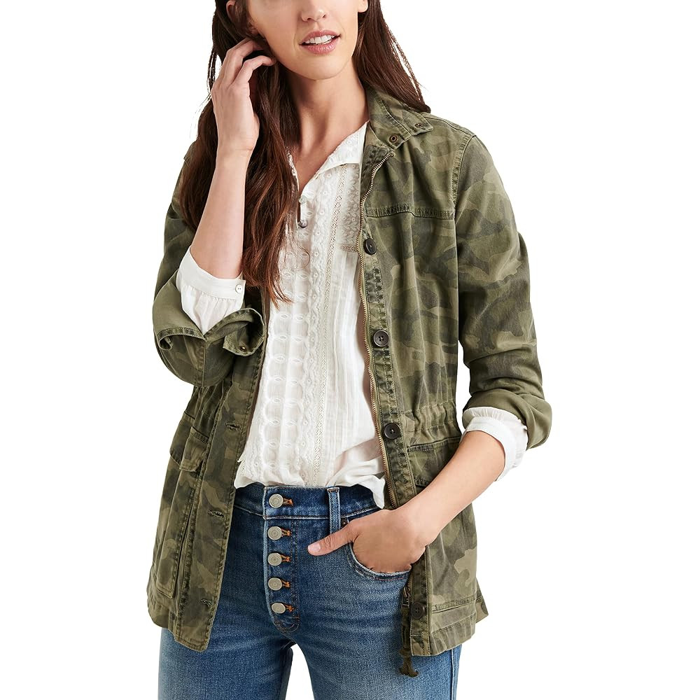 Lucky Brand Women's Long Sleeve Button Up Two Pocket Utility Jacket | Amazon (US)