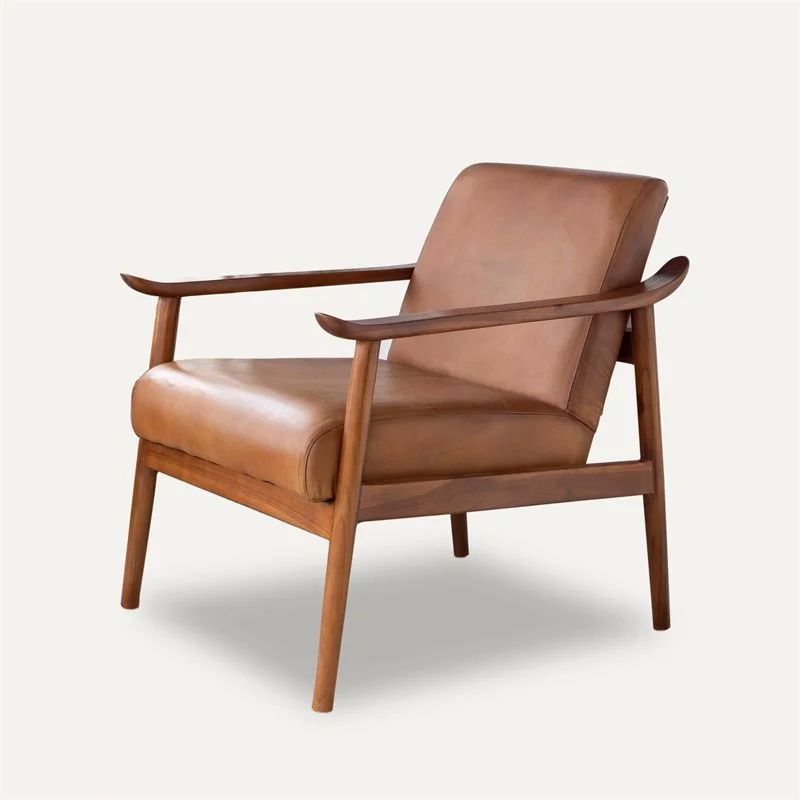 Mid Century Modern Harmony Leather Accent chair - Walmart.com | Walmart (US)