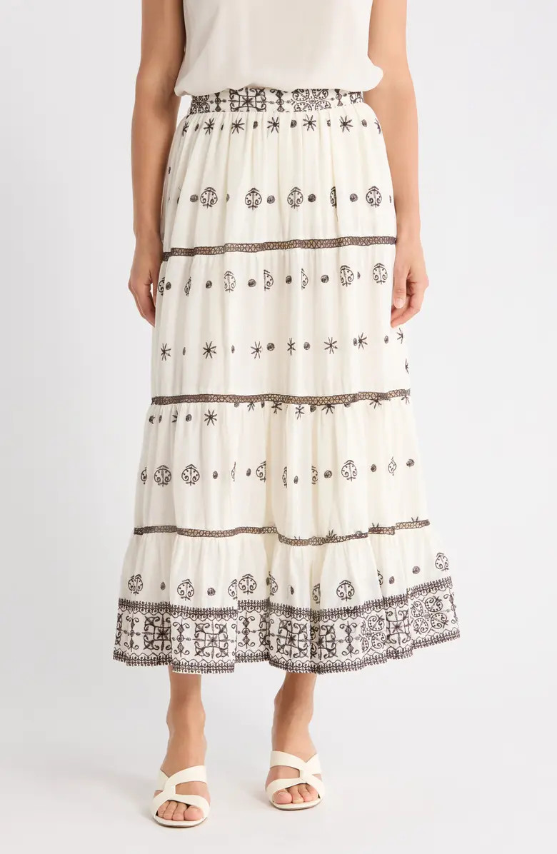 Embroidered Tiered Cotton Skirt | Nordstrom Rack