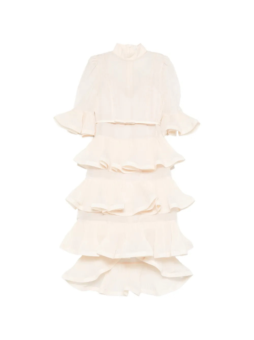 ZIMMERMANN ruffled layered midi dress - Neutrals | Farfetch Global