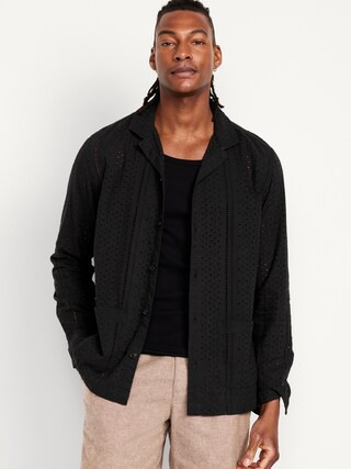 Button-Front Eyelet Shirt | Old Navy (US)