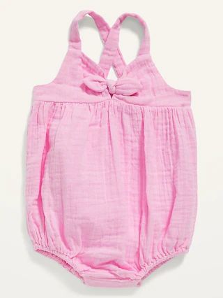 Sleeveless Tie-Front One-Piece Romper for Baby | Old Navy (US)