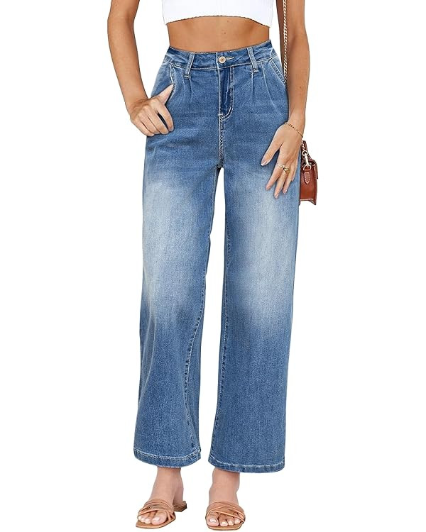 Astylish Women 2024 Cropped Jeans Stretchy High Waisted Baggy Loose Boyfriend Vintage Denim Pants | Amazon (US)