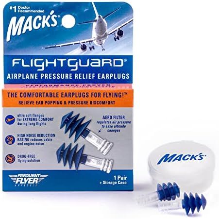 Mack’s Flightguard Airplane Pressure Relief Earplugs – 26dB NRR – Comfortable, Safe, Travel... | Amazon (US)