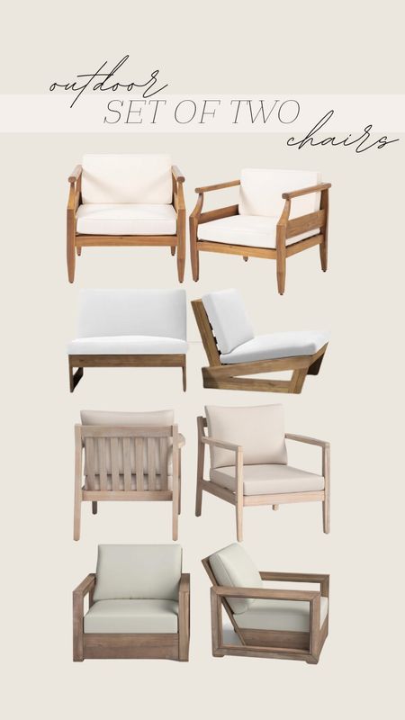 affordable set of two lounge chairs for outdoors, backyard, patio, back patio 
summer time, seasonal, teak, acacia, wood chairs, chairs, accent chair, home decor 

#LTKhome #LTKfamily #LTKSeasonal