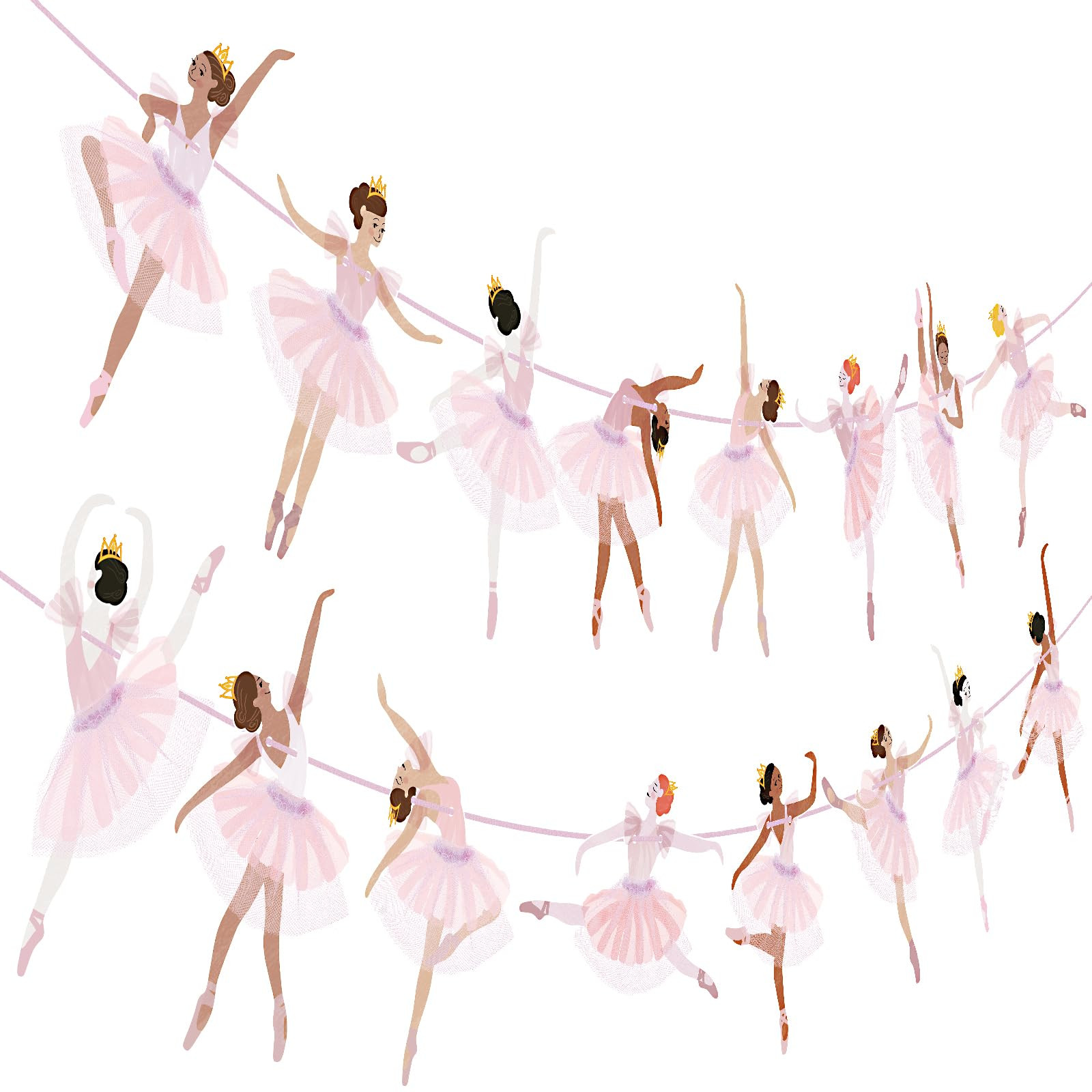 2 Pcs Ballerina Dancer Banner Ballet Dancing Hanging Garland Pink Ballerina Party Decorations for... | Amazon (US)