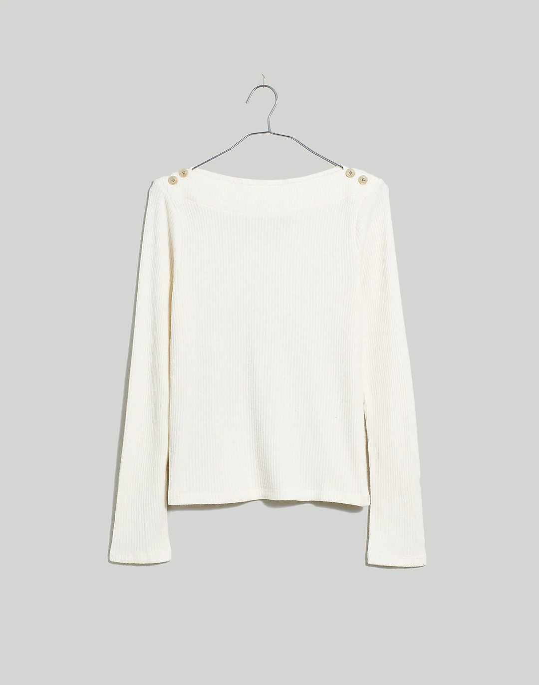 Boatneck Button Long-Sleeve Top | Madewell