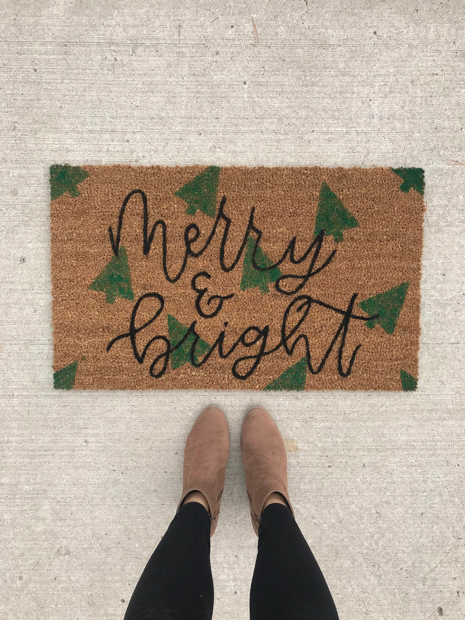 Merry & Bright Doormat  Outdoor Doormat  Christmas Decor  | Etsy | Etsy (US)