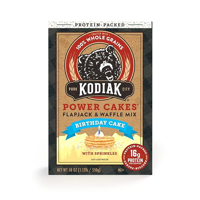 Kodiak Power Cakes, Pancake & Waffle Mix, Birthday Cake, High Protein, 100% Whole Grains, (Pack o... | Amazon (US)