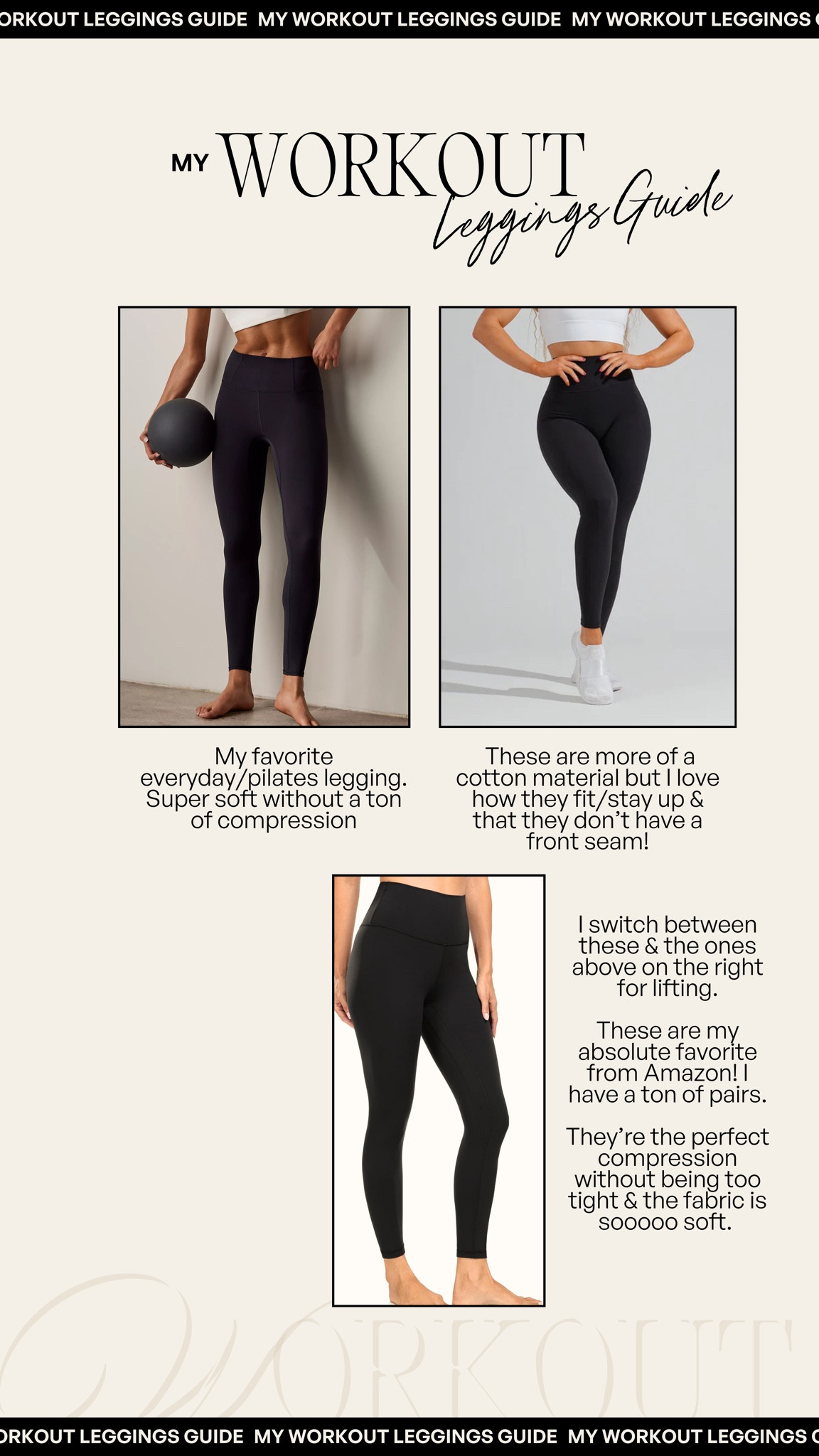 My top workout leggings✨ wrote a little bit about each in the graphic #workout #leggings 

#LTKFitness #LTKStyleTip #LTKMidsize