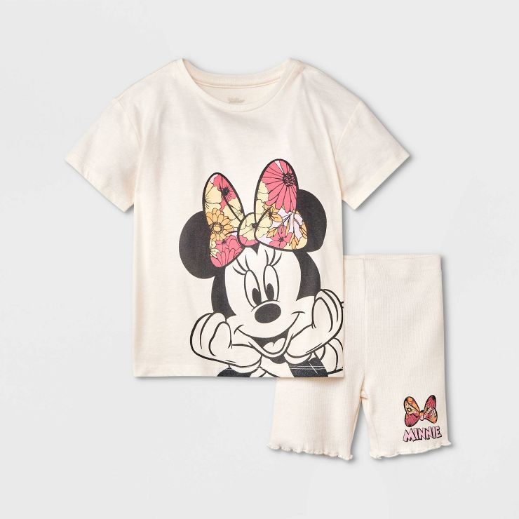 Toddler Girls' Disney Mickey Mouse Top and Bottom Set - Cream | Target