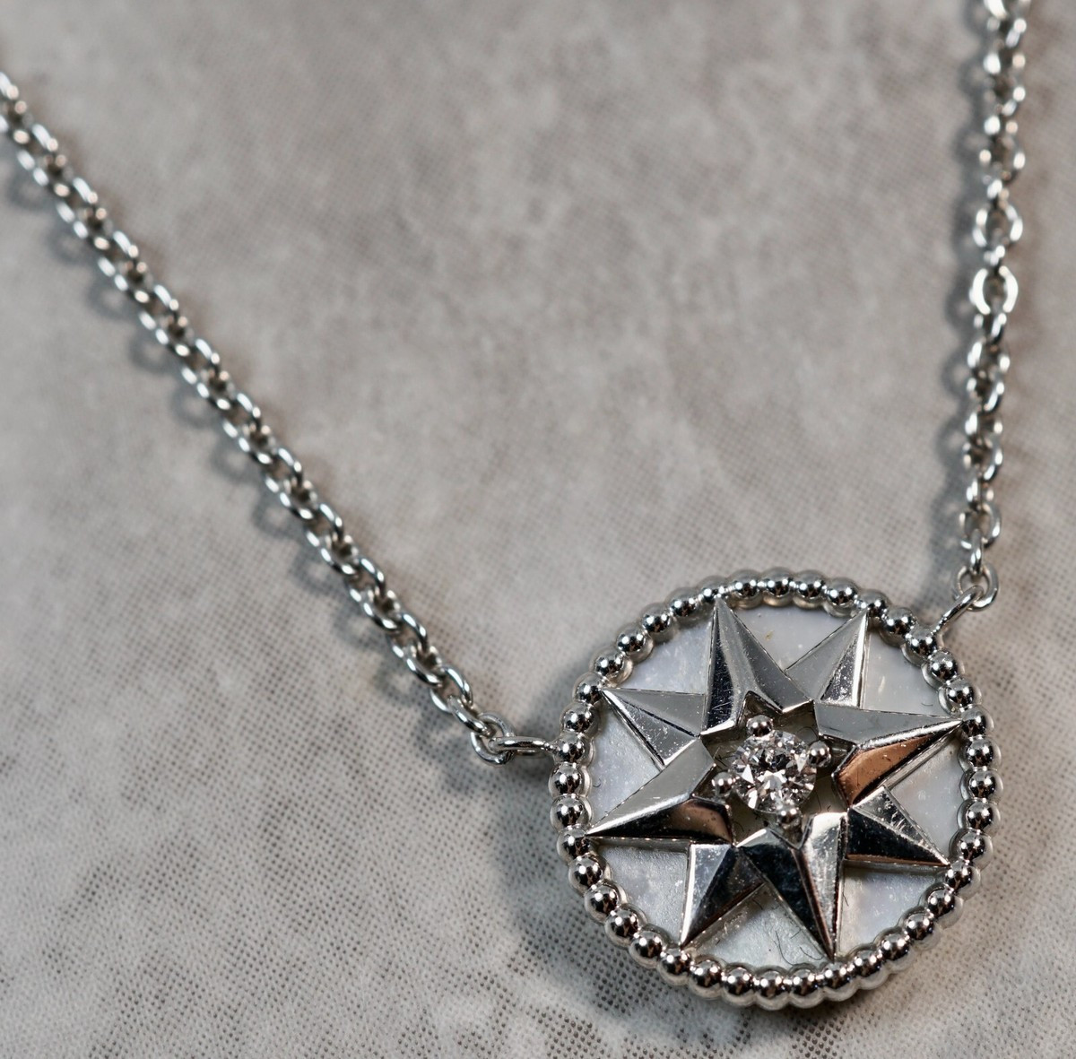 DIOR 18K White Gold Rose Des Vents Mother of Pearl Necklace  | eBay | eBay US