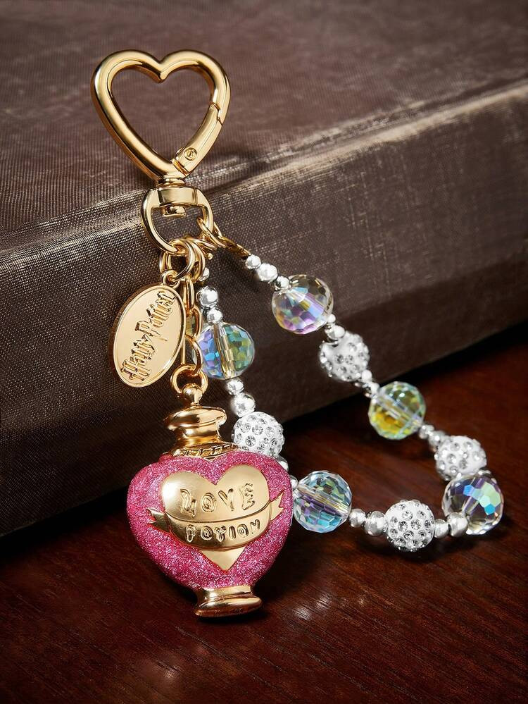 HARRY POTTER X SHEIN Fashionable Acrylic Beads Zinc Alloy Shiny Love Potion Tassel Keychain Luxury Refined Bag Charms, Pendants, Souvenirs, Collectibles, Gold & Pink,For Gifts, Wallets, School Bags, Backpacks,Car Accessories,Valentine's Day, Back To School | SHEIN