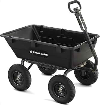 Gorilla Carts Heavy-Duty Poly Yard Dump Cart, 6 Cu Ft Tub, 1200 lb Haul Capacity, Black – Towab... | Amazon (US)