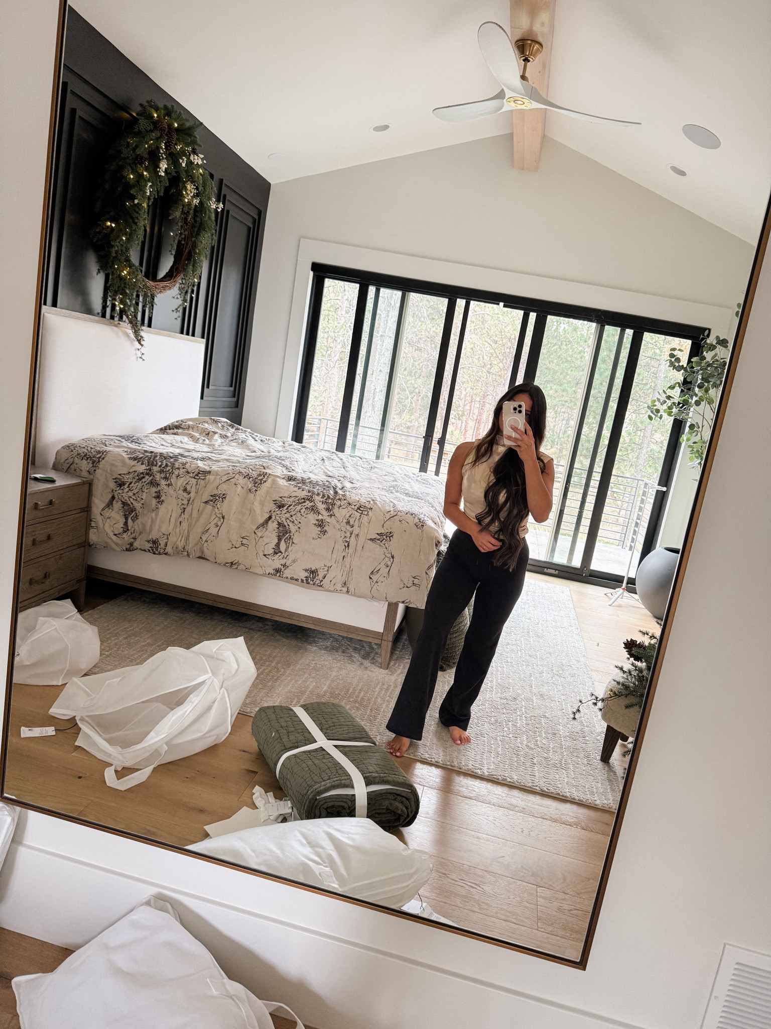 Outfit of the day and a bedding refresh. This top has a gorgeous shimmer to it and I love the high neckline. The new winter themed bedding is from Pottery Barn and it looks so good. These bottoms are from vuori and sold out. 

#LTKHome #LTKHoliday #LTKStyleTip