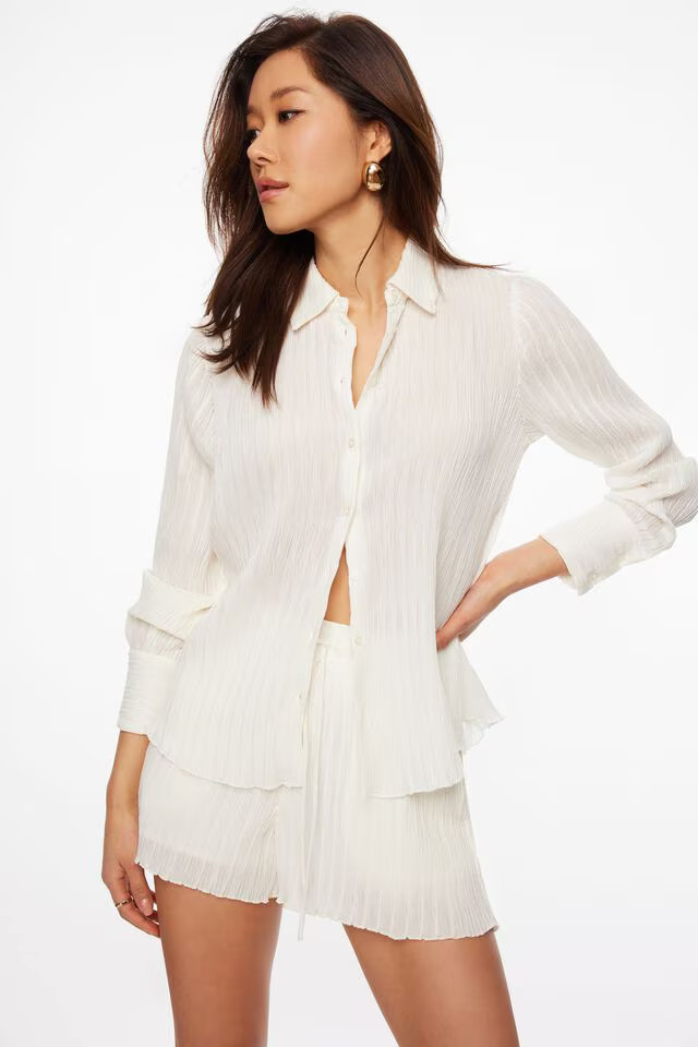 Frida Crinkled Shirt | Dynamite Clothing