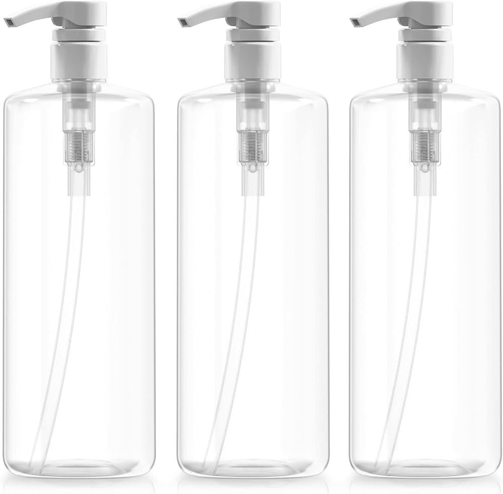 Bar5F Refillable Pump Bottles 32-Ounce 1-Liter Shampoo Conditioner Lotion Soap Crystal-Clear BPA-... | Amazon (US)