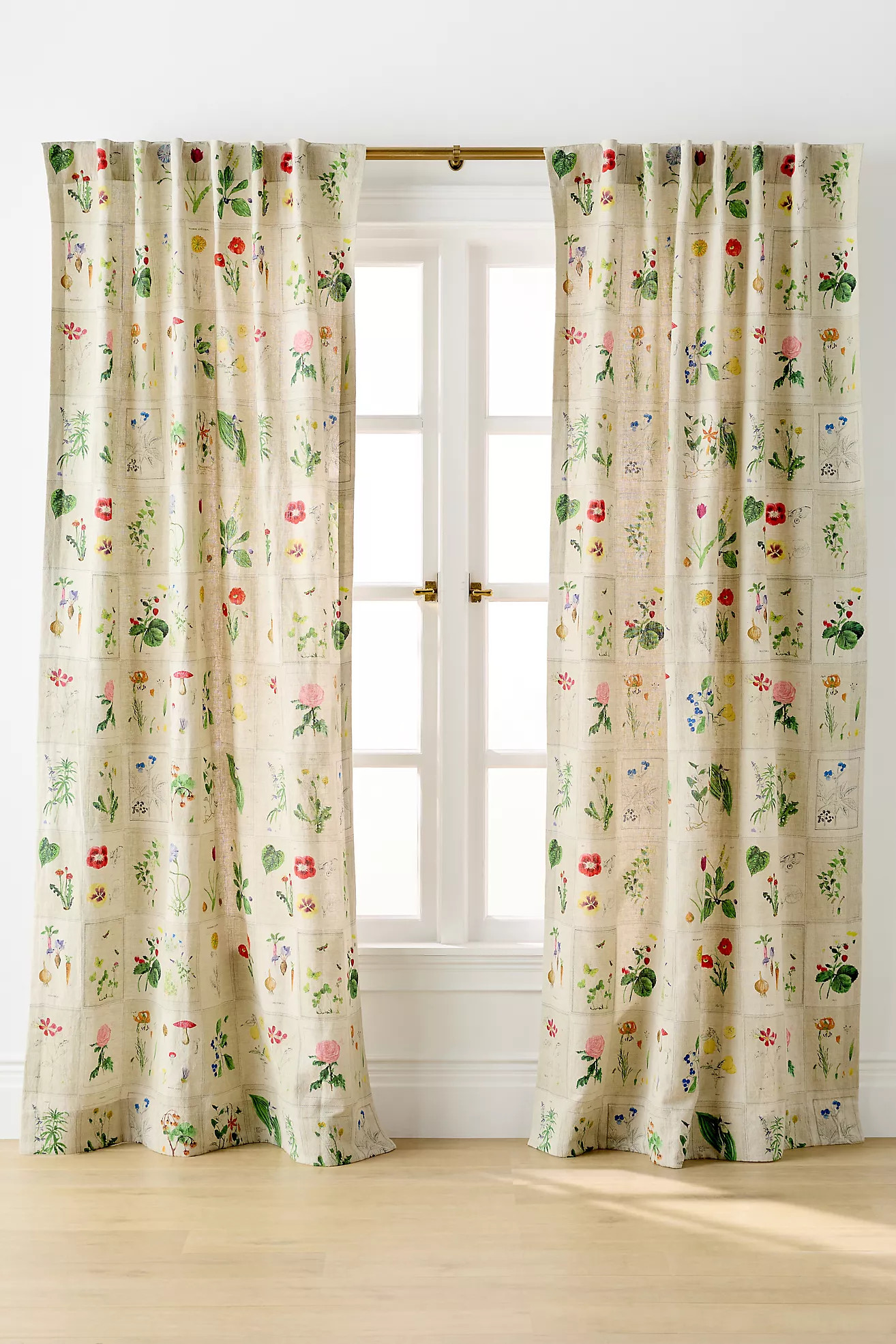 Botanical Cotton Linen Floral Curtain | Anthropologie (US)