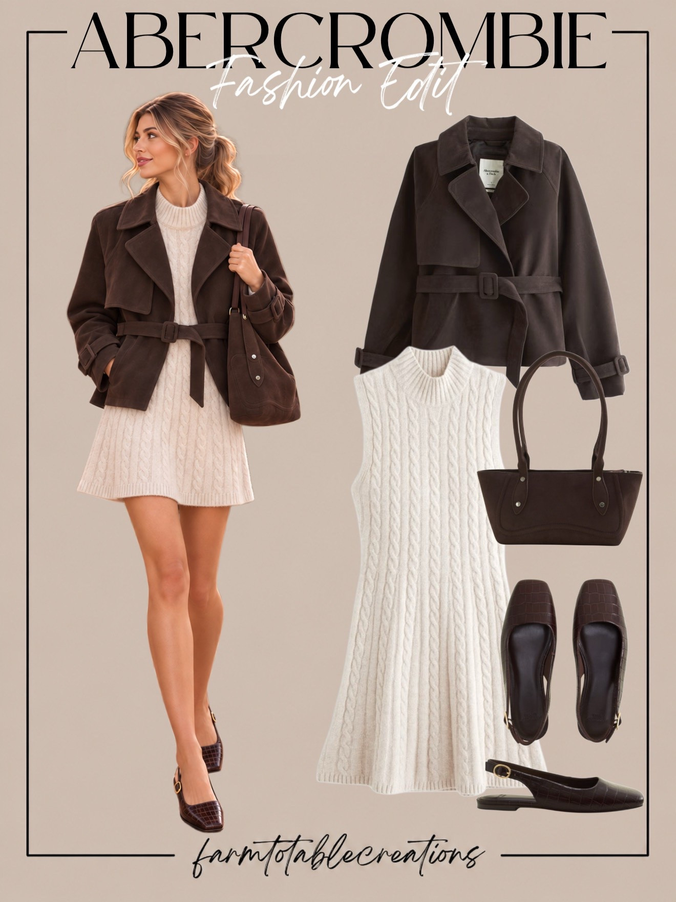 Abercrombie Fall Fashion Edit 🤎🍂

Cozy meets classy with these gorgeous Abercrombie fall fashion finds! I’m loving the combination of the cream cable-knit sweater dress, rich chocolate brown trench jacket, and chic slingback flats. This effortlessly elevated look is perfect for embracing fall while staying comfortable and stylish!

From brunch dates and weekend outings to casual office days and dinner plans, this outfit is all about timeless pieces you can wear throughout the season. The warm neutrals, beautiful textures, and classic accessories make this a fall wardrobe favorite!

Follow @farmtotablecreations on Instagram for more cozy home finds and trending decor.

#LTKStyle #LTKFashion #Abercrombie #AbercrombieStyle #FallFashion #FallOutfitIdeas #SweaterDress #ChocolateBrown #FallWardrobe #NeutralStyle #ClassyOutfits #EffortlessStyle #QuietLuxury #FallFashionFinds #LTKFinds