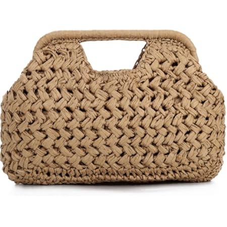 Fecialy Straw Clutch Purse for Women Summer Beach Woven Bags Straw Top Hanlde Handbags Vacation C... | Amazon (US)