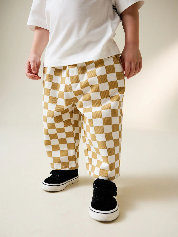 Yellow/White Checkerboard Pull On Wide Trousers (3mths-7yrs) | Next US