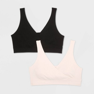 Women's Nursing 2pk Pullover Seamless Sleep Bra - Auden™ Black/Soft Petal Pink S: Maternity Wireless Knit | Target