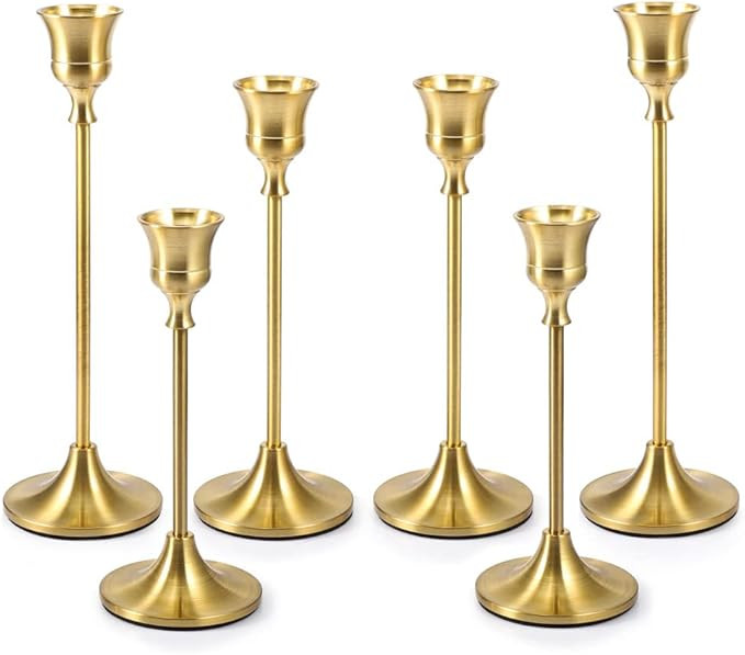 Bochino Candlestick Holders Taper Candle Holders - Gold Candlestick Holder Set of 6 Candle Stick ... | Amazon (US)