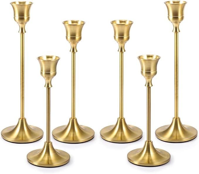 Bochino Candlestick Holders Taper Candle Holders - Gold Candlestick Holder Set of 6 Candle Stick ... | Amazon (US)