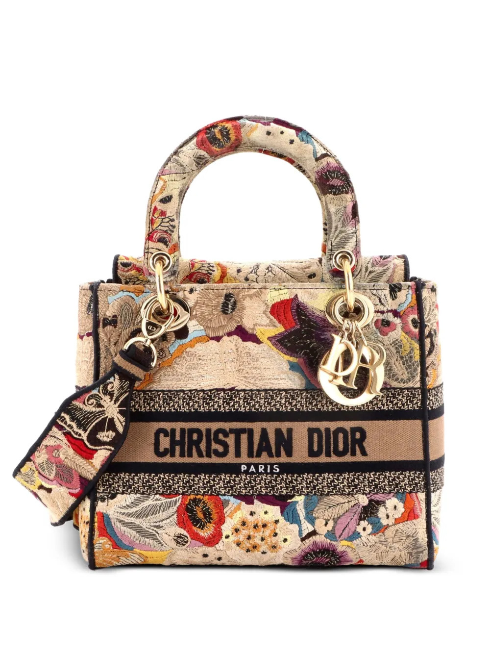 Christian Dior Pre-OwnedMittelgroße Lady D-Lite Satchel-Tasche aus Canvas mit Stickerei | Farfetch Global