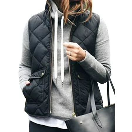 Jkerther Women Puffer Padded Vest Jacket Gilet Ladies Sleeveless Coat Snowsuit Jacket Plus Size | Walmart (US)