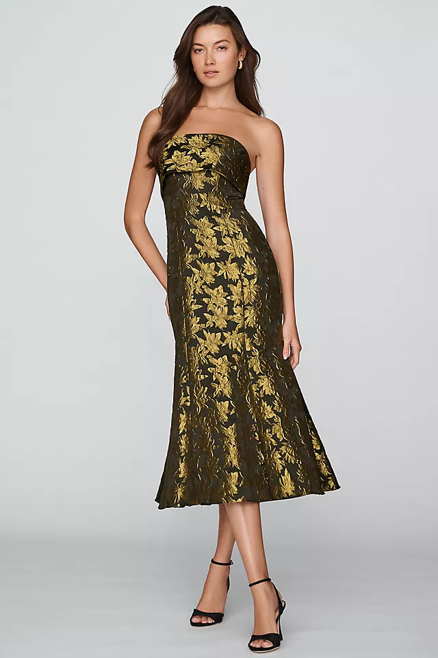 Strapless Brocade Mermaid Midi Gown | Anthropologie (US)