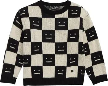 Acne Studios Kids' Face Check Wool Sweater | Nordstrom | Nordstrom