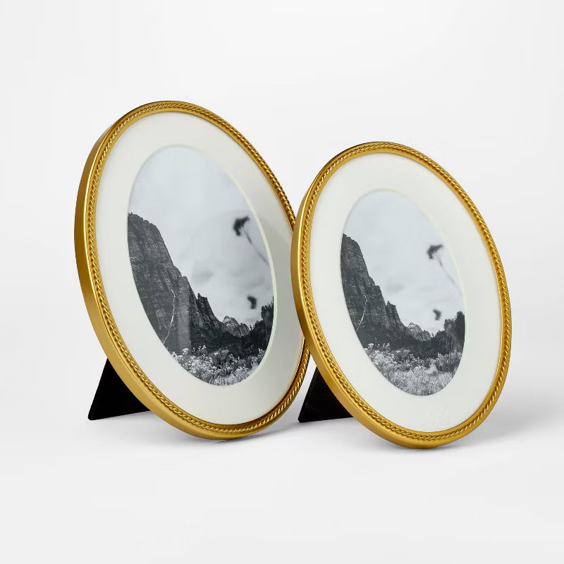 7"x9" Matted to 5"x7" Twisted Metal Oval Picture Frame - Threshold™ designed with Studio McGee | Target